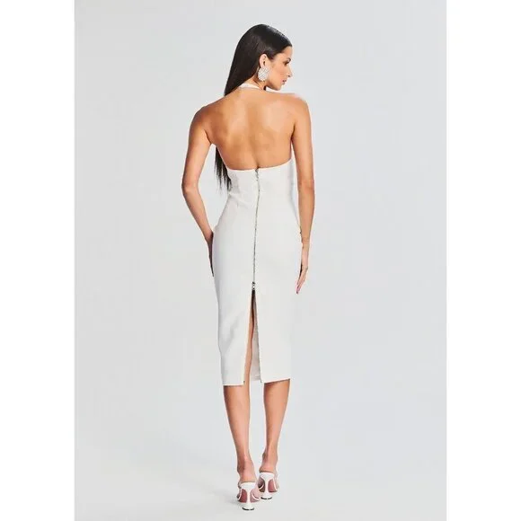Retrofete Cheryl Dress in White New Womens Bodycon Pencil Midi - Picture 15 of 16